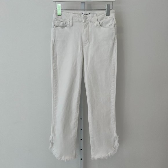PAIGE HOXTON STRAIGHT ANKLE FRAY WHITE JEANS SIZE 27